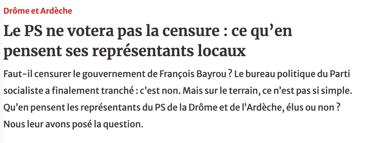 Dauphiné Libéré : ma réaction sur la motion de censure