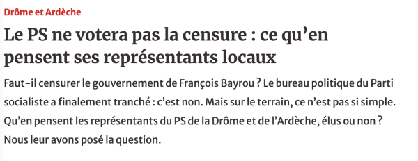 Dauphiné Libéré : ma réaction sur la motion de censure
