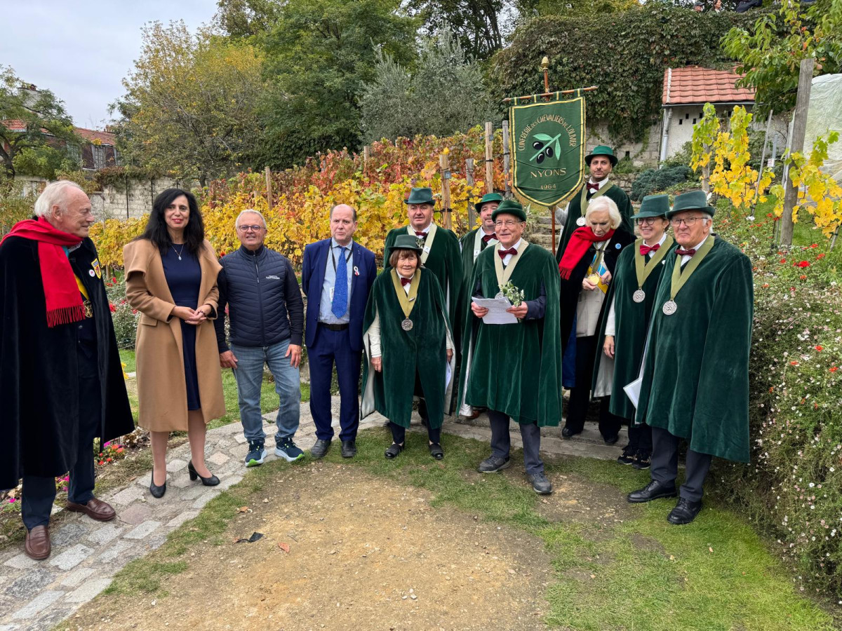 La Confrérie des Chevaliers de l'Olivier de Nyons à la fête des Vendanges de Montmartre