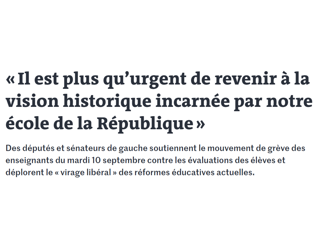 Tribune : renouer avec l'Ecole de la République